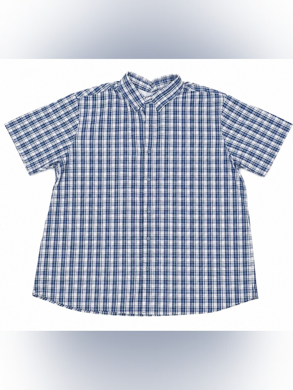 Eddie Bauer Blue Plaid Seersucker Technical Short Sleeve Button Shirt Men's XL